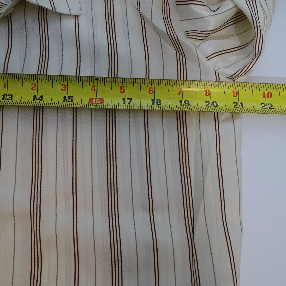 Banana Republic Classic Perfect Silky Shirt Stripe Button Up Brown Size M NEW - Picture 11 of 13